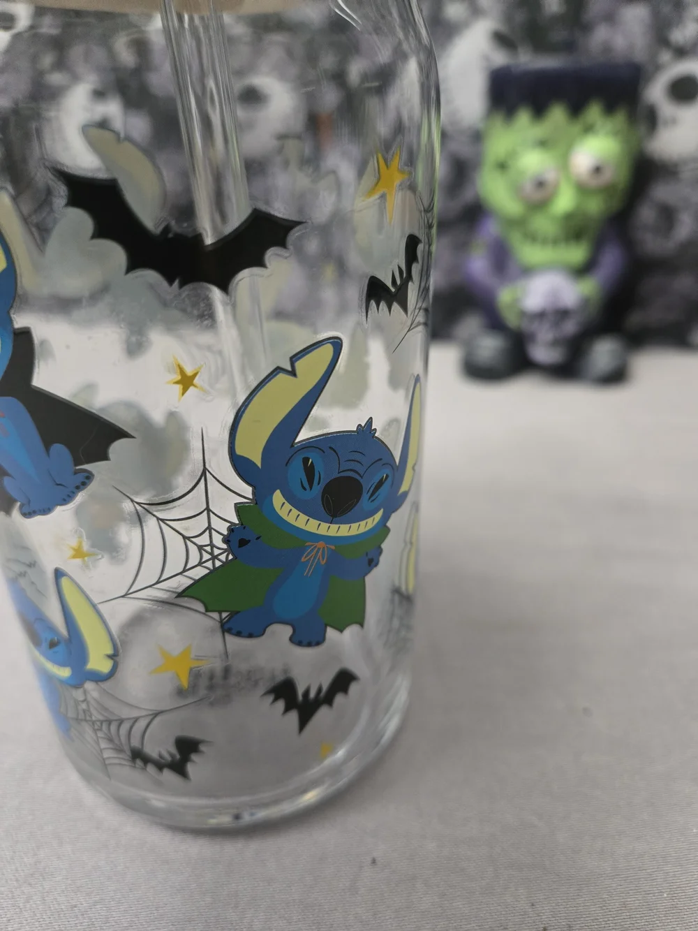 stitch (lilo and stitch) Spooky Halloween 16oz Glass Tumbler New W/O Box